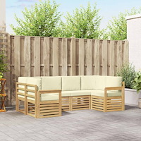 vidaXL Utomhussoffset 5 pcs Vit och grädde 245 x 128,5 x 73 cm