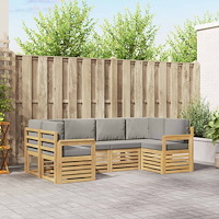 vidaXL Utomhussoffset 5 pcs Vit och Ljusgrå 245 x 128,5 x 73 cm