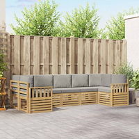 vidaXL Utomhussoffset 6 pcs Vit och Ljusgrå 304 x 128,5 x 73 cm