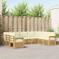 vidaXL Utomhussoffset 7 pcs Vit och grädde 304 x 128,5 x 73 cm