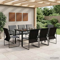 vidaXL Trädgårdsmöbelset 9 pcs Svart och Anthracit 160 x 80 x 73 cm