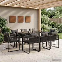 vidaXL Trädgårdsmöbelset 9 pcs Svart och Anthracit 160 x 80 x 73 cm