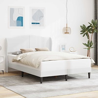 vidaXL Sängram med huvudgavel Vit 140 x 190 cm Konstläder