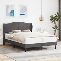 vidaXL Sängram med huvudgavel Grå 160 x 200 cm Konstläder