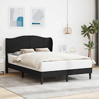 vidaXL Sängram med huvudgavel Svart 160 x 200 cm Konstläder