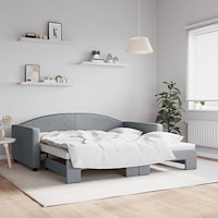 vidaXL Dagbädd utdragbar ljusgrå 100x190 cm tyg