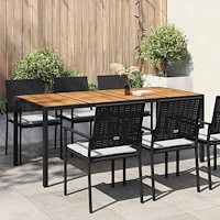 vidaXL Trädgårdsbord Svart 190 x 90 x 75 cm konstrotting