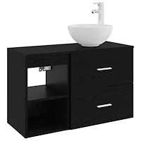 vidaXL Badrumsmöbelset 2 pcs Svart ek Konstruerat trä