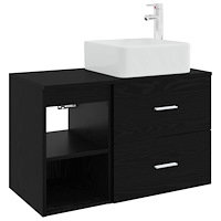 vidaXL Badrumsmöbelset 2 pcs Svart ek Konstruerat trä