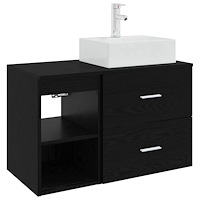 vidaXL Badrumsmöbelset 2 pcs Svart ek Konstruerat trä