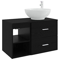 vidaXL Badrumsmöbelset 2 pcs Svart ek Konstruerat trä