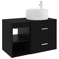 vidaXL Badrumsmöbelset 2 pcs Svart ek Konstruerat trä