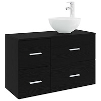 vidaXL Badrumsmöbelset 2 pcs Svart ek Konstruerat trä