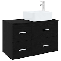 vidaXL Badrumsmöbelset 2 pcs Svart ek Konstruerat trä