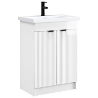 vidaXL Badrumsmöbelset Vit högglans 56 x 37,5 x 81 cm Konstruerat trä