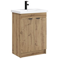 vidaXL Badrumsmöbelset Artisan-ek 78,5 x 37,5 x 81 cm Konstruerat trä
