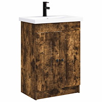 vidaXL Badrumsmöbelset Rökt ek 56 x 37,5 x 81 cm Konstruerat trä