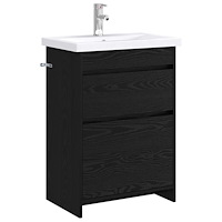 vidaXL Badrumsmöbelset Svart ek 61 x 40 x 84,5 cm Konstruerat trä