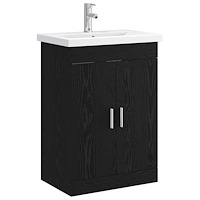 vidaXL Badrumsmöbelset Svart ek 61 x 40 x 84,5 cm Konstruerat trä