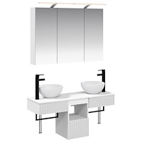 vidaXL Badrumsskåpsset 4 pcs Vit 100 x 14,5 x 70 cm Konstruerat trä