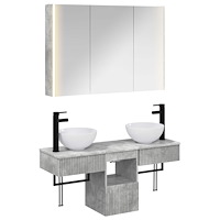 vidaXL Badrumsskåpsset 4 pcs Betonggrå 103,5 x 15,5 x 70 cm