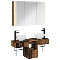 vidaXL Badrumsskåpsset 4 pcs Gammalt trä 103,5 x 15,5 x 70 cm