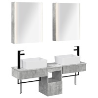 vidaXL Badrumsskåpsset 5 pcs Betonggrå 53 x 15,5 x 70 cm