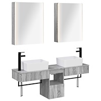 vidaXL Badrumsskåpsset 5 pcs Grå Sonoma 53 x 15,5 x 70 cm
