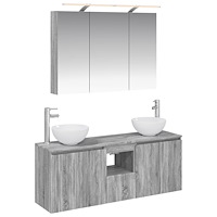 vidaXL Badrumsskåpsset 4 pcs Grå Sonoma 100 x 14,5 x 70 cm