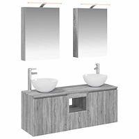 vidaXL Badrumsskåpsset 5 pcs Grå Sonoma 50 x 14,5 x 70 cm
