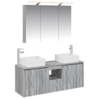 vidaXL Badrumsskåpsset 4 pcs Grå Sonoma 100 x 14,5 x 70 cm