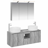 vidaXL Badrumsskåpsset 4 pcs Grå Sonoma 100 x 14,5 x 70 cm