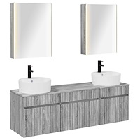 vidaXL Badrumsskåpsset 5 pcs Grå Sonoma 53 x 15,5 x 70 cm
