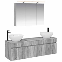 vidaXL Badrumsskåpsset 4 pcs Grå Sonoma 100 x 14,5 x 70 cm