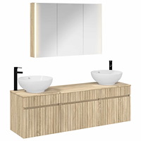 vidaXL Badrumsskåpsset 4 pcs Sonoma-ek 103,5 x 15,5 x 70 cm