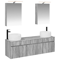 vidaXL Badrumsskåpsset 5 pcs Grå Sonoma 50 x 14,5 x 70 cm