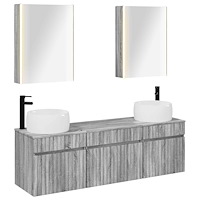 vidaXL Badrumsskåpsset 5 pcs Grå Sonoma 53 x 15,5 x 70 cm