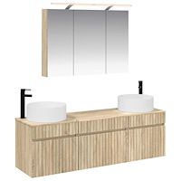 vidaXL Badrumsskåpsset 4 pcs Sonoma-ek 100 x 14,5 x 70 cm