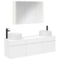 vidaXL Badrumsskåpsset 4 pcs Vit 103,5 x 15,5 x 70 cm Konstruerat trä