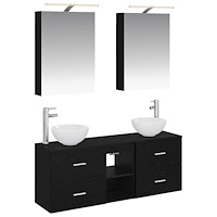 vidaXL Badrumsskåpsset 5 pcs Svart ek 50 x 14,5 x 70 cm