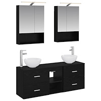 vidaXL Badrumsskåpsset 5 pcs Svart ek 50 x 14,5 x 70 cm