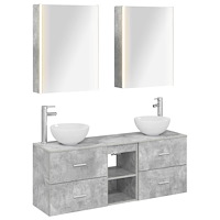 vidaXL Badrumsskåpsset 5 pcs Betonggrå 53 x 15,5 x 70 cm