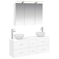 vidaXL Badrumsmöbelset 4 pcs Vit Konstruerat trä och glas