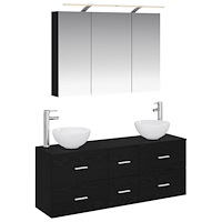 vidaXL Badrumsmöbelset 4 pcs Svart ek Konstruerat trä och glas