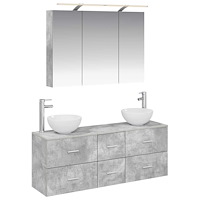 vidaXL Badrumsmöbelset 4 pcs Betonggrå Konstruerat trä och glas