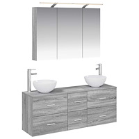 vidaXL Badrumsmöbelset 4 pcs Grå Sonoma Konstruerat trä och glas