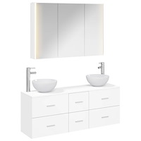 vidaXL Badrumsmöbelset 4 pcs Vit Konstruerat trä och glas