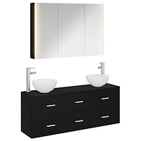 vidaXL Badrumsmöbelset 4 pcs Svart ek Konstruerat trä och glas