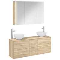 vidaXL Badrumsmöbelset 4 pcs Sonoma-ek Konstruerat trä och glas