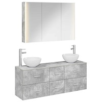 vidaXL Badrumsmöbelset 4 pcs Betonggrå Konstruerat trä och glas